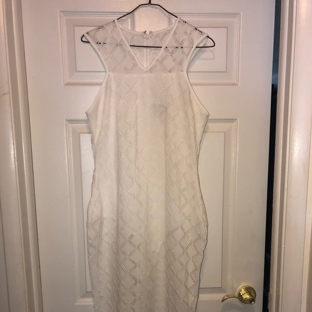 White bodycon sleeveless dress